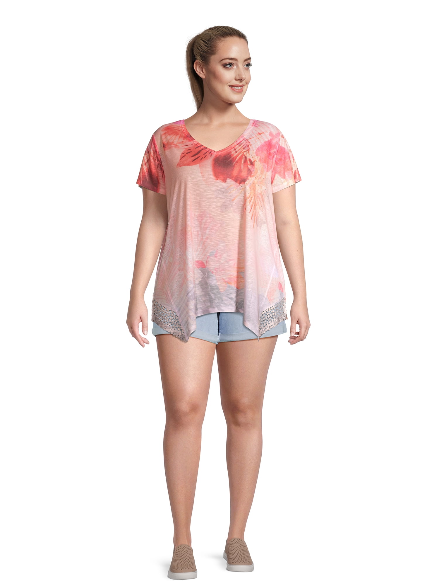 Time and Tru Women's Pull-On Denim Shorts, 5" Inseam, Sizes XS-XXL