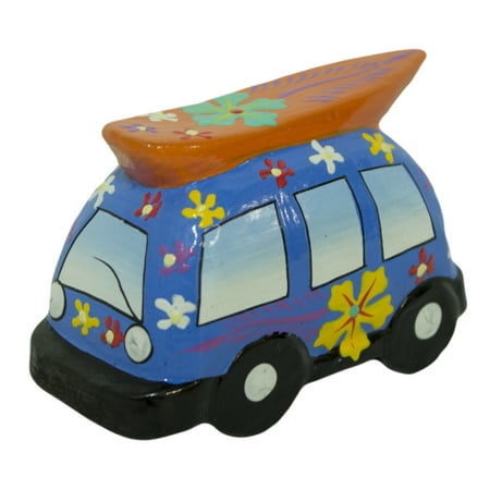 - Hand Painted Wooden Surfer Van Figurine