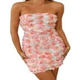 thumbnail image 1 of Women Summer Flower Strapless Backless Mini Dress for Party, 1 of 9