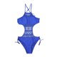 thumbnail image 4 of Gibobby Traje de baño completo mujer Un Bandge Bikini tiras traje de baño sólido fuera de la pieza traje de baño mujeres hueco traje de baño Tankinis con(Azul,XL), 4 of 4