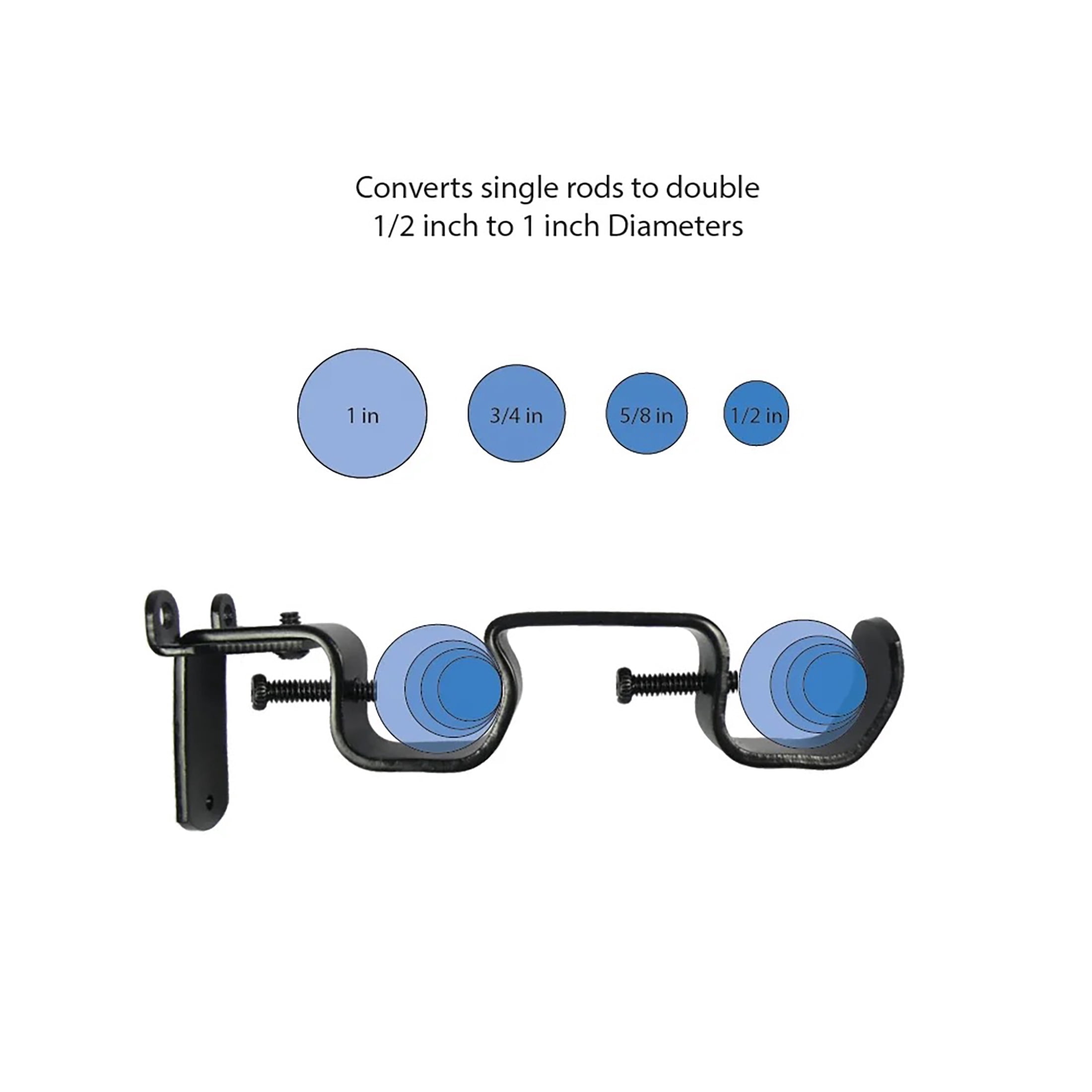 Mainstays 2 Double Rod Converter Brackets, Black