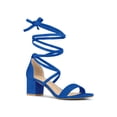 thumbnail image 1 of BLISSFUL STEP Sandales pour Femmes à Lacets à Talon Épais à Bout Ouvert à Brides Croisées Bleu Royal 5, 1 of 8