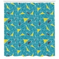 thumbnail image 3 of Yellow and Blue Shower Curtain, Low Poly Triangular Shapes Geometric Grid Mosaic Pattern, Fabric Bathroom Set with Hooks, 69W X 84L Inches Extra Long, Blue Yellow Charcoal Grey, by Ambesonne, 3 of 3