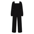 thumbnail image 4 of jjayotai Womens Jumpsuit, Casual Loose Jumpsuit Long Sleeved Wide Leg Trouser With Pockets Black XXXXXL, 4 of 6