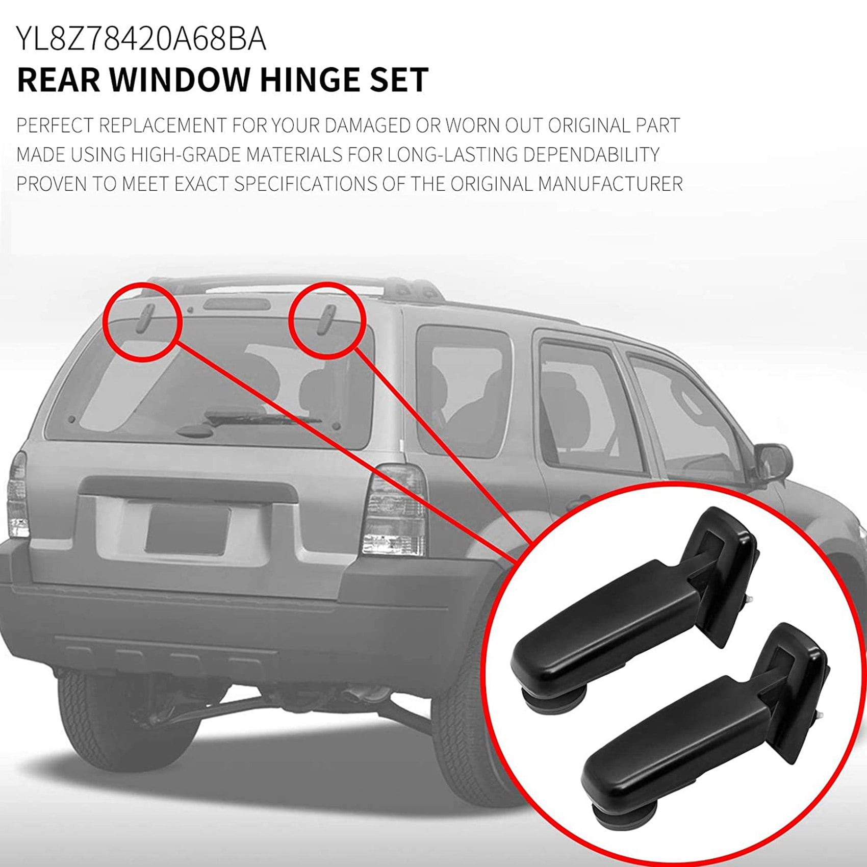 Hood Hinge Compatible with 2001-2007 Ford Escape Driver and Passenger Side 