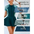 thumbnail image 3 of FEOYA Womens One Piece Rash Guard Swimsuit Short Sleeve Zip Front Swimdress Athletic Bathing Suit Ladies Modest Swimskirt Beach Summer Beachwear Poolwear Built-in Shorts Bra L, 3 of 6