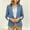 #0376-Blue, variant on Women's Casual Button Front Blazer Jackets 3/4 Sleeve Lapel Office Work Lightweight Blazers with Pockets