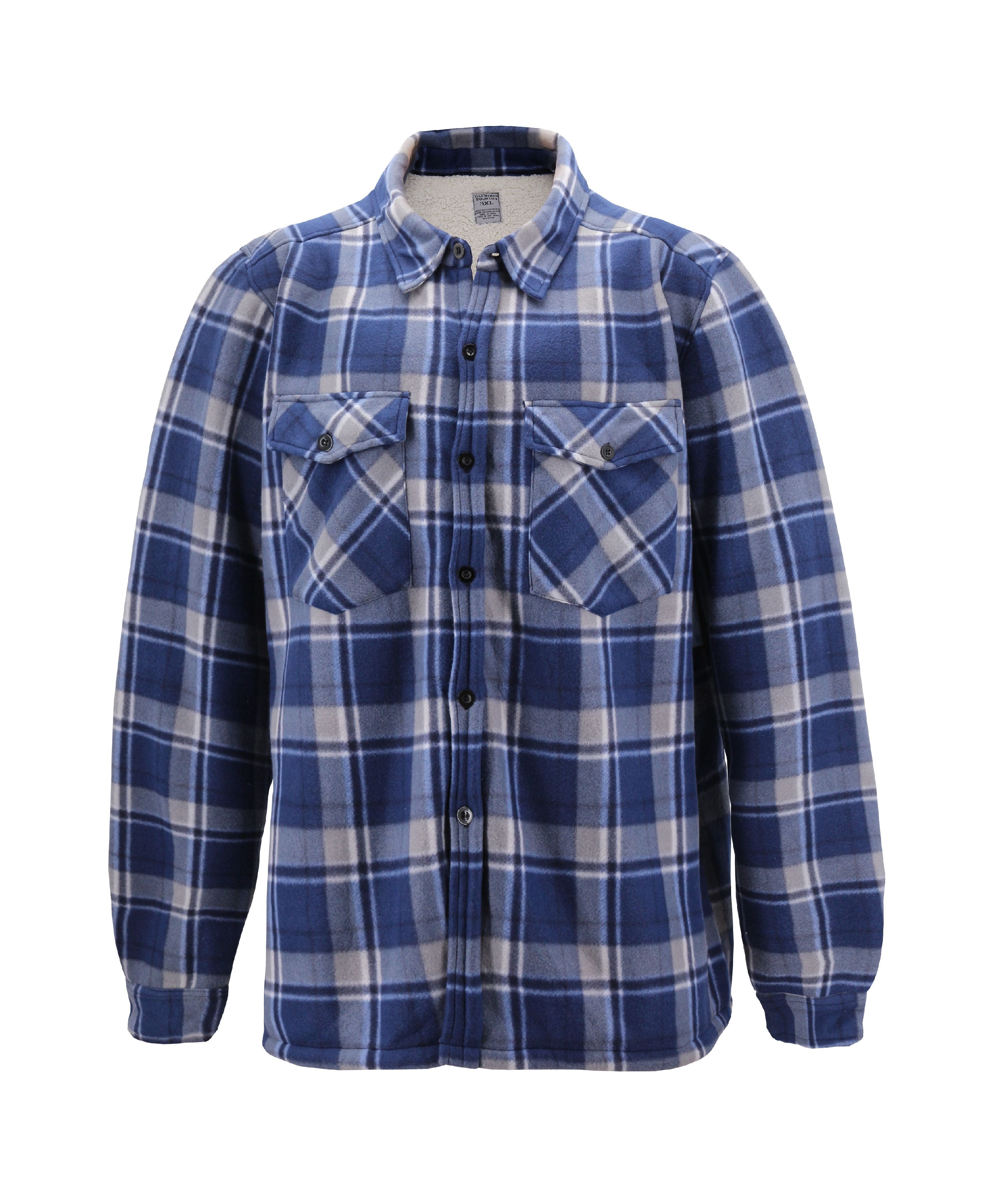 VKWEAR - Men's Casual Flannel Button Up Plaid Fleece Warm Sherpa Lined ...