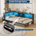thumbnail image 5 of Lusimo Twin Corner Bed Frame with Bookcase Storage and LED Lights & Charging Station, Metal Platform Bed Frame with Storage Drawers Underneath for Bedroom, Gray, 5 of 12
