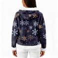 thumbnail image 4 of Women's Casual Fashion Long-Sleeve Zip-Up Fleece Hooded Cardigan with Christmas Print, Cozy and Warm for Winter Season,Dark Blue,M, 4 of 5