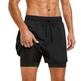 thumbnail image 4 of POIUYTR Men Casual Gym Sweat Shorts Summer Loose Elastic Waist Double Layers Short Pants Quickly Dry Breathable Solid Color Shorts, 4 of 5