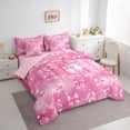thumbnail image 3 of Manfei Girls Personalized Gifts 7 Pieces Bedding Comforter Set,Pink Letter C Full Bedding Set,Chic Bow Knot Ribbon Fitted Sheet Flat Sheet For Princess,Lightweight Room Decoration Reversible, 3 of 8