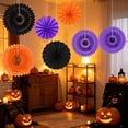 thumbnail image 3 of MYUNNIL Hanging Honeycomb Paper Fans, 6 Pcs Black Orange Purple Hollow Design Round Folding Fans Decoration Set, Lightweight Foldable Halloween Ceiling Ornaments for Wall Outdoor Party Supplies, 3 of 7
