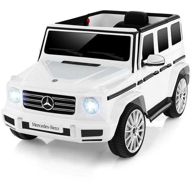 Costway Coche infantil Mercedes-Benz G500 con licencia, batería de 12 V, color blanco