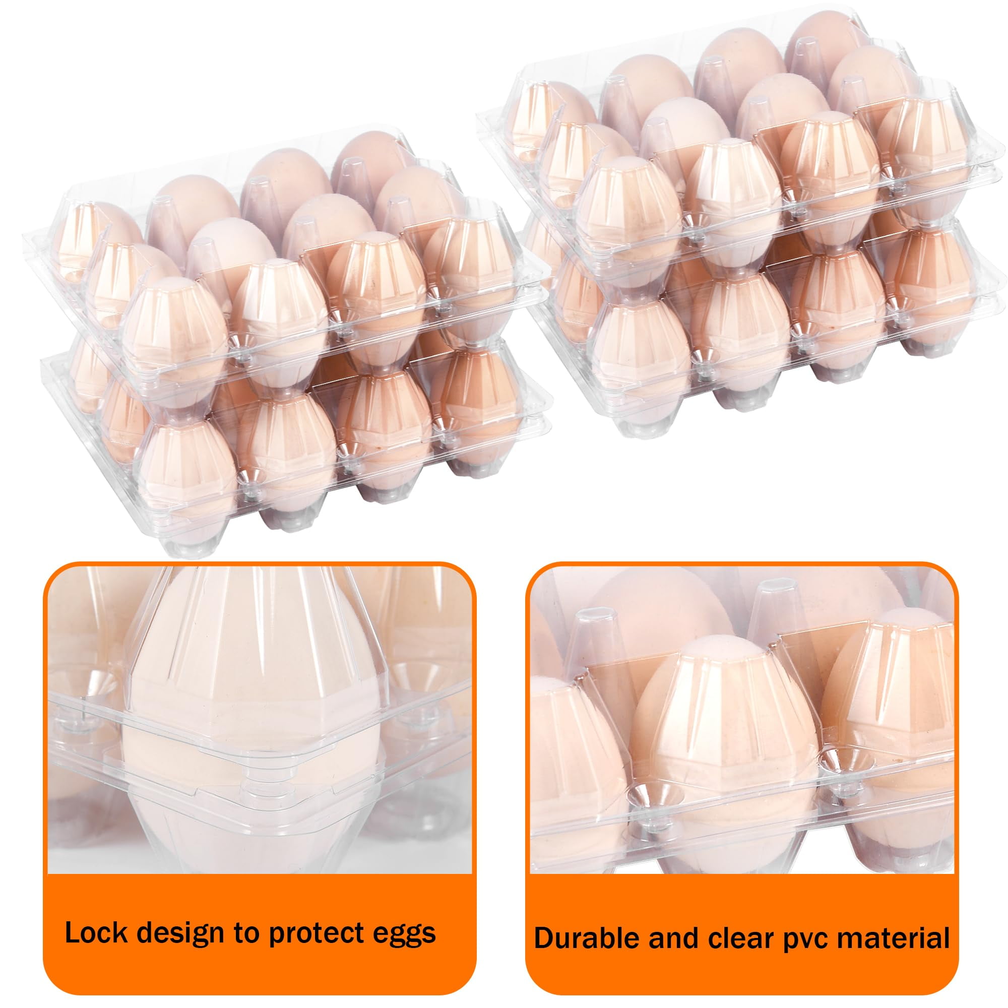 100 Pack 12 Count Plastic Egg Cartons, Clear Reusable Chicken Egg Storage, Farm Fresh Packaging with Secure Snap-Lock Lid