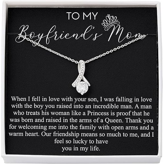 Alluring Necklace on Christmas Day for Boyfriends Mom Necklace, Gift for Boyfriend Mother, Birthday Gift, Boyfriend's Mom jewelry Gift, Personalized gift for her with message card
