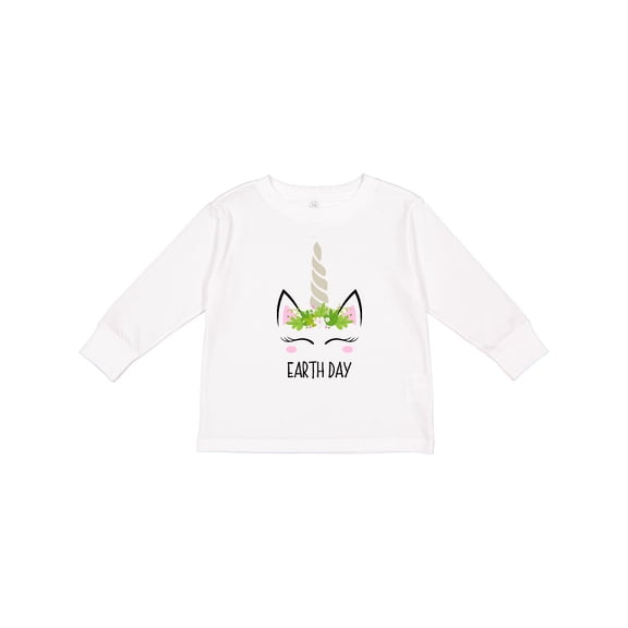Inktastic Unicorn Earth Day Girls Long Sleeve Toddler T-Shirt