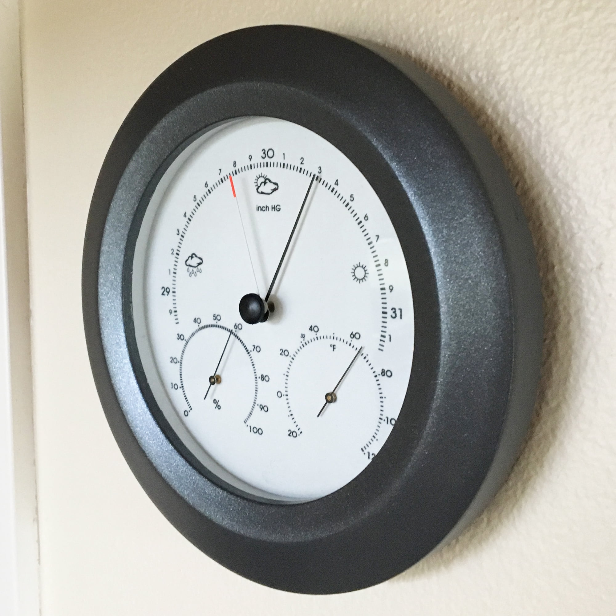 Hokco Weather Station Barometer Thermometer Hygrometer 8.5 in. Charcoal Grey