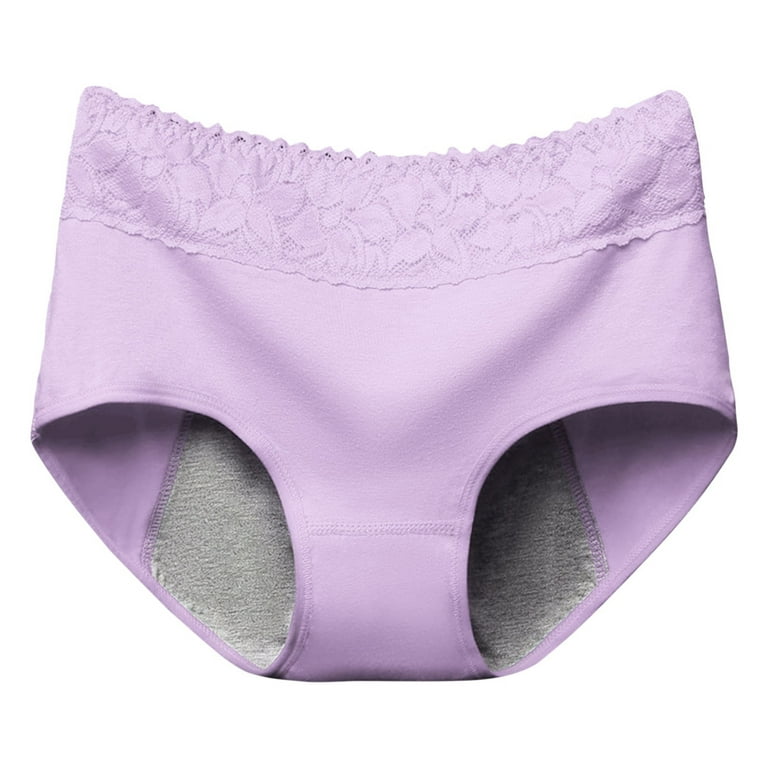 Tummy Control Underwear Anti Side Leakage Cotton Mid Waist Lace Panty Black  XXL