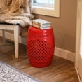 thumbnail image 6 of Sunnydaze Marrakesh Lattice 17.75" Ceramic Garden Stool Side Table, Red, 6 of 11