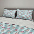 thumbnail image 2 of Dog Lover Comforter & Sham Bedding Set, Pug Heart Glasses in Donuts Striped Backdrop, 3 pcs Duvet Set Microfiber Filling Quilt, 5 Sizes, Multicolor, by Ambesonne, 2 of 4