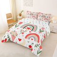 thumbnail image 3 of Manfei Valentine Rainbow Full Size Comforter Sets, Cherry Tulip Flower Bedding Comforter Set, White Red Green, Polkadot Reversible, 3-Piece, 1 Comforter and 2 Pillowcases, 3 of 7
