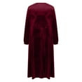 thumbnail image 5 of Blczomt Maxi Winter Dresses for Women Plain Velvet Red Long Sleeve Dress Crew Neck Elegant Dressy Dresses, 5 of 6
