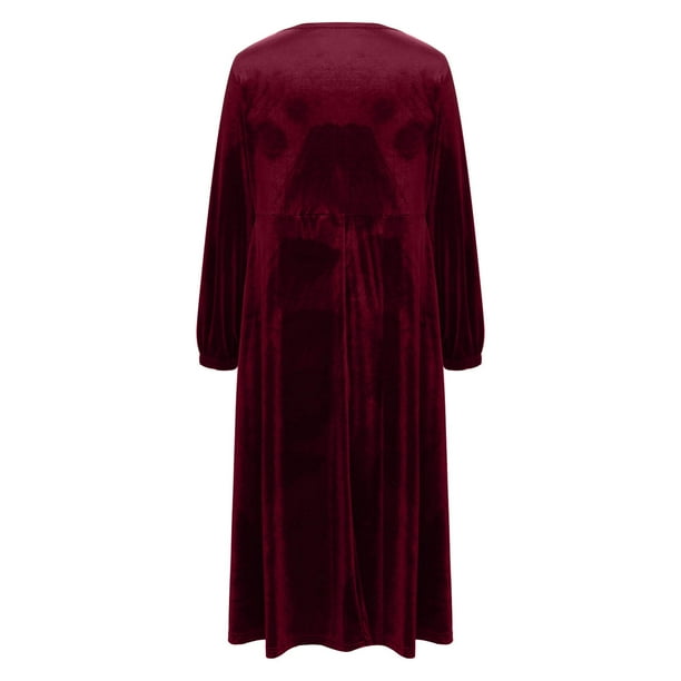 Women's Velvet Dress Long Sleeve Velvet Dress Lantern Sleeve Maxi Length  Dress for Fall and Winter Crew Neck - Walmart Business Supplies