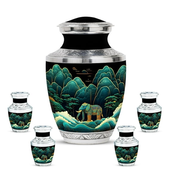 KARYLIZ Elephant Urns For Women Human Ashes - Cremation Keepsake Urns For Human Ashes - Black Memorial Urn For Adult Female - Funeral Urn for Man & Women