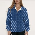 thumbnail image 4 of Tops for Women Long Sleeve Printed Blouse Sweatshirt Pockets Hoodied Coat Womens Blouse Plus Size Blue XXL, 4 of 5