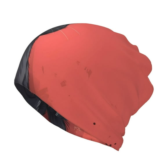 Disketp Cute Black Kitten Cartoon Slouchy Beanie Hip-Hop Soft Lightweight Running Beanie Adult Hats Chemo Cap for Men Women