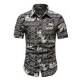 thumbnail image 1 of Camisas Oversize Hombre Camisa de manga larga con solapa y hebilla de bolsillo con impresión digital 3D para hombre (Black, M), 1 of 7