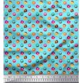 thumbnail image 1 of Soimoi Blue Poly Georgette Fabric Donuts Food Printed Fabric 1 Yard 52 Inch Wide, 1 of 5