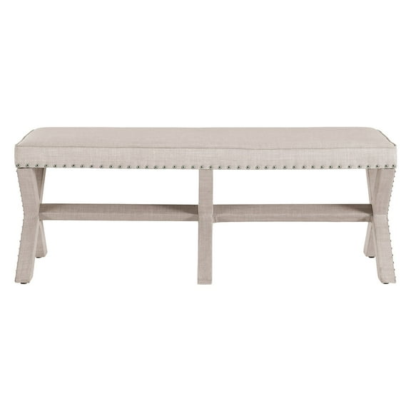 Home Fare Beige Upholstered 'X' Base Bed Bench