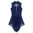 thumbnail image 6 of YiZYiF ​​​Women's Lyrical Dance Dress Flowy Tulle Skirt Leotard Rhinestone Figure Skating Costumes Navy Blue XL, 6 of 6