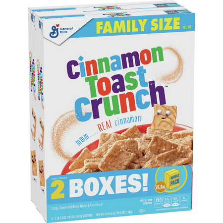 General Mills, Cinnamon Toast Crunch Breakfast Cereal, 2 Boxes - 38.6 Oz