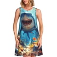 thumbnail image 1 of Disketp Colorful Underwater Shark para Vestido sin Mangas para Mujeres, Vestidos de Verano para Mujeres, Casual y Holgado para la Playa, 1 of 7