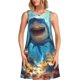 thumbnail image 1 of Fotbe Colorful Underwater Shark Vestido de Verano sin Mangas para Mujer – Vestido Midi Línea A, Estilo Camiseta Floral, Vestido Playero Casual y Fluido, 1 of 7