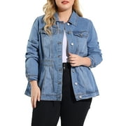 MODA NOVA Juniors Plus Size Long Sleeve Button Denim Jacket