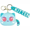 thumbnail image 5 of Kawaii Kids Girls Women Zipper Pouch Cat Silicone Women Pouch Keychain Wallet Coin Purse Mini Wallet BLACK, 5 of 8