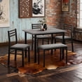 thumbnail image 6 of JERFIT 5-Piece Modern Dining Set with Table, 3 Chairs, and Bench for Small Space, Grey and Black, 6 of 6