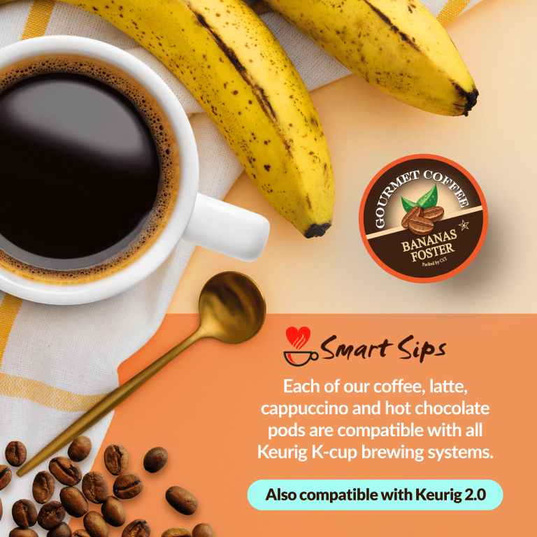 Bananas Foster Coffee, Medium Roast, Gourmet Flavored Coffee Pods for  Keurig K-cup Brewers, 48 Count
