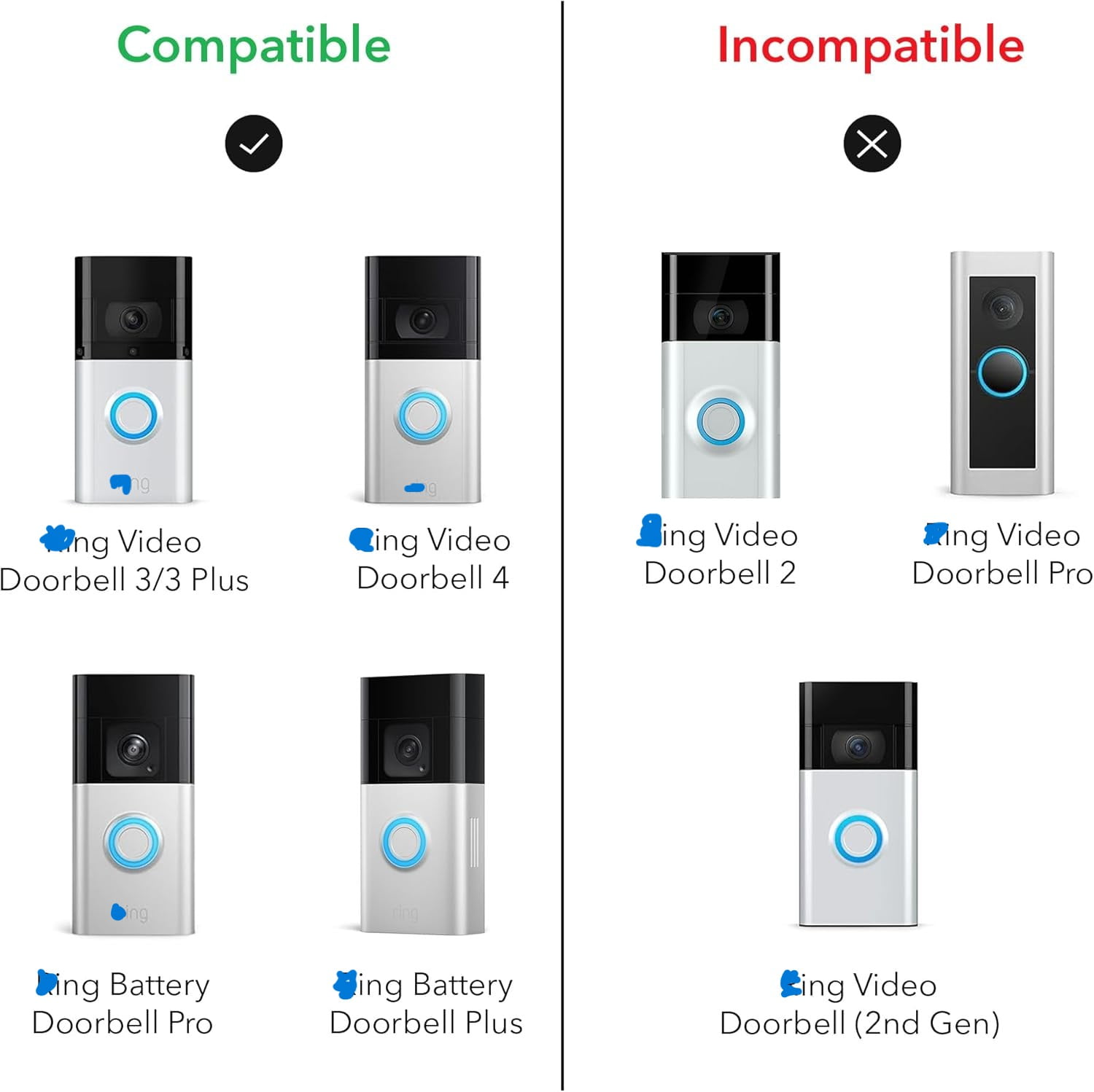 dosili Solar Charger - Compatible R,ing Video Doorbell 3, Video Doorbell 3 Plus, Video Doorbell 4, Battery Doorbell Plus, Battery Doorbell Pro