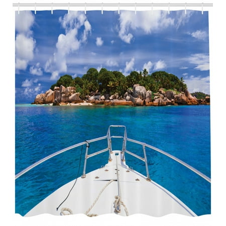 Sailboat Shower Curtain Tropical Island And Boat Exotic Journey