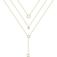 thumbnail image 2 of Collares en capas de oro para mujer, chapados en oro de 14 quilates, perlas de barra de revestimiento múltiple, disco, luna, mariposa, medallón, gargantilla ajustable en capas delicadas, 2 of 2