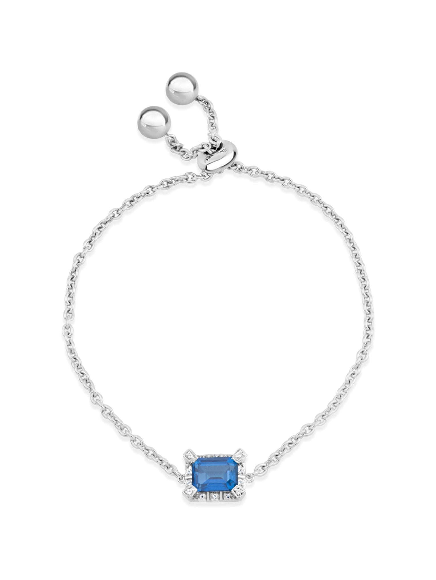 Round Cut Genuine White Diamond Fire Topaz Gemstone Silver Charme Bracelet