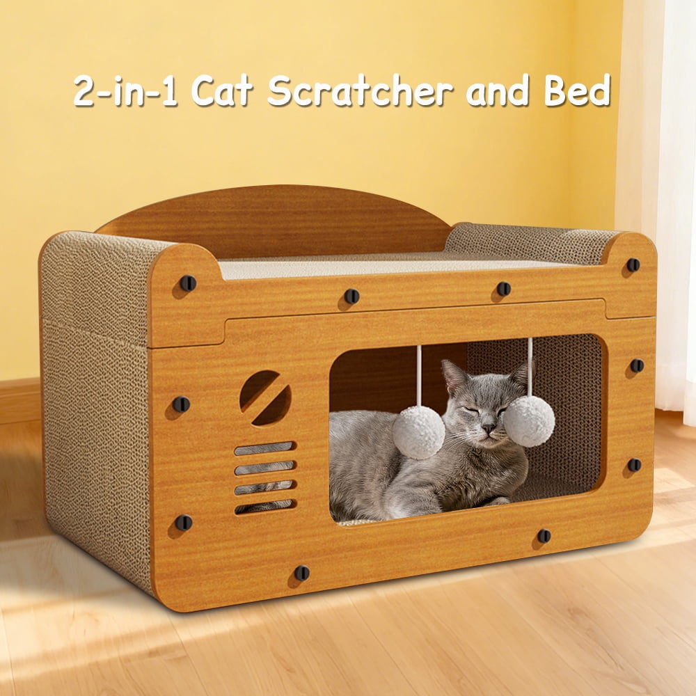 Cat Scratching Board Corrugated Large Space Cat Rest Villa Cat House Cat Bed With Scratch Pads Corrugated Pet Toys