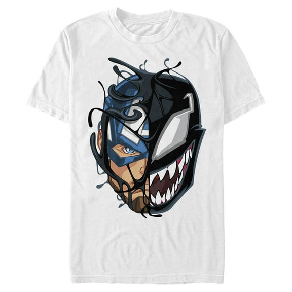Men's Marvel Captain America Venom Mask Symbol  Graphic Tee White Small