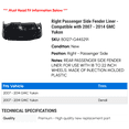thumbnail image 2 of Right Passenger Side Fender Liner - Compatible with 2007 - 2014 GMC Yukon 2008 2009 2010 2011 2012 2013, 2 of 2