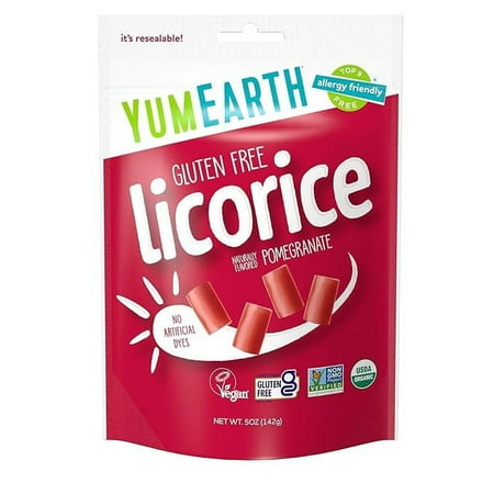Pack of 1 YumEarth Organic Gluten-Free Pomegranate Licorice Snack Packs - Allergy Friendly Gluten-Free Non-GMO Vegan No Artificial Flavors or Dyes - 5 Ounce (Pack of 1)